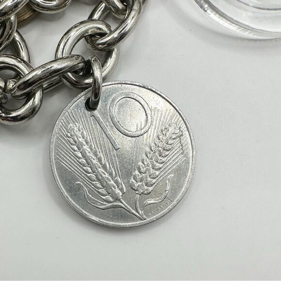 FIRENZE Falsi Gioielli Charm Bracelet Coin Money Transit Token Silver tone Italy - Picture 9 of 15